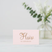Moderne kapper roze goud chic schrift visitekaartje (Staand voorkant)
