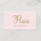 Moderne kapper roze goud chic schrift visitekaartje (Voorkant)