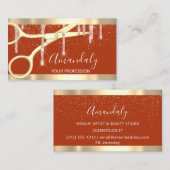Moderne kapper schaar druipt goud Roos koraal Visitekaartje (Voorkant / Achterkant)