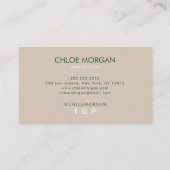 Moderne kapper script beige en groen visitekaartje (Achterkant)