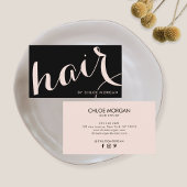 Moderne kapper script zwart blush roze visitekaartje