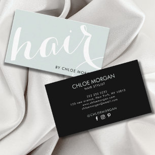 Moderne kapper script zwart en blauw visitekaartje