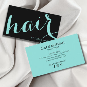 Moderne kapper script zwart en blauw visitekaartje