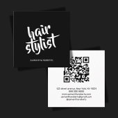 Moderne kapper script zwart wit qr code vierkante visitekaartje