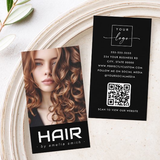 Moderne kapper stylist zwart visitekaartje