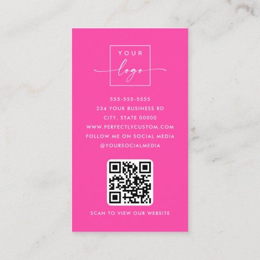 Moderne kapper styliste heet roze visitekaartje (Achterkant)