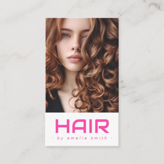 Moderne kapper styliste heet roze visitekaartje (Voorkant)