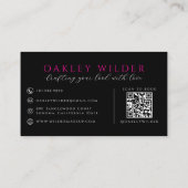 Moderne kapper Zwart Roze QR-code Visitekaartje (Achterkant)