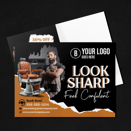 Moderne kappersstoel kapsalon kapster briefkaart