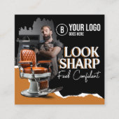 Moderne kappersstoel kapsalon kapster vierkante visitekaartje (Voorkant)