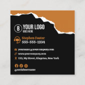 Moderne kappersstoel kapsalon kapster vierkante visitekaartje (Achterkant)