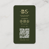 Moderne kapperszaak donkergroen goud kapperspaal visitekaartje (Achterkant)