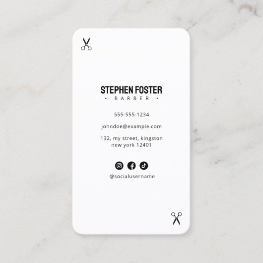 Moderne kapperszaak haarstylist kapperszaak wit visitekaartje (Voorkant)
