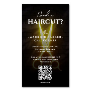 Moderne kapperszaak kappersopeningstijden magnetisch visitekaartje