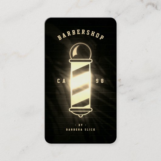 Moderne kapperszaak kapperspaal kappersgoud visitekaartje (Voorkant)