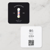 Moderne kapperszaak kapperspaal kapster vierkante visitekaartje (Voorkant / Achterkant)