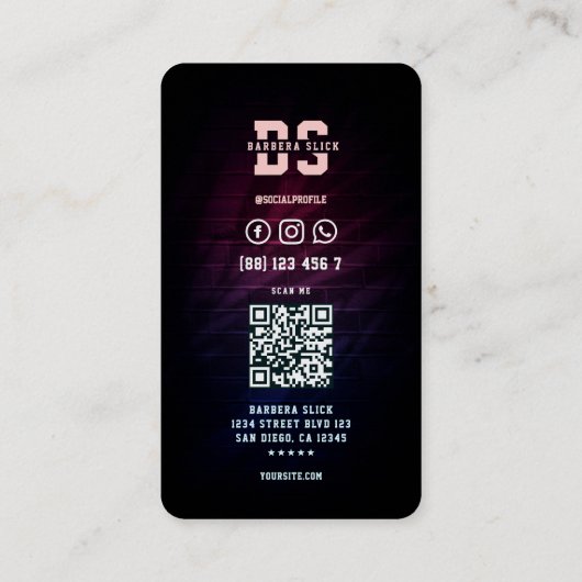 Moderne kapperszaak kapperspaal rood wit blauw visitekaartje (Achterkant)