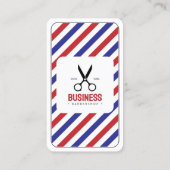 Moderne kapperszaak kapperszaak wit blauw rood visitekaartje (Achterkant)