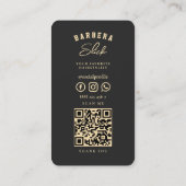 Moderne kapperszaak zwart gouden schaar kapster visitekaartje (Achterkant)