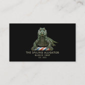 Moderne Kapperzaak Alligator Qr Code Sociale Icone Visitekaartje (Voorkant)
