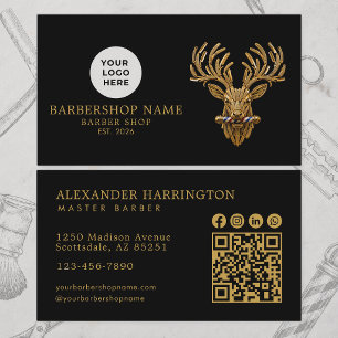 Moderne Kapperzaak Gouden Hert Qr Code Sociale Ico Visitekaartje