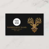 Moderne Kapperzaak Gouden Hert Qr Code Sociale Ico Visitekaartje (Voorkant)