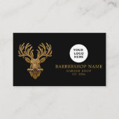 Moderne Kapperzaak Gouden Hert Qr Code Sociale Ico Visitekaartje (Voorkant)