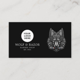 Moderne Kapperzaak Zilveren Wolf Logo Qr Code Visitekaartje