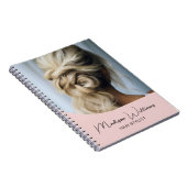Moderne Kapsalon Aangepaste Foto Script Roze Notitieboek (Rechterzijde)