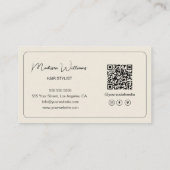 Moderne Kapsalon Foto QR Code Crème Visitekaartje (Achterkant)