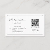 Moderne Kapsalon Foto QR Code Wit Visitekaartje (Achterkant)