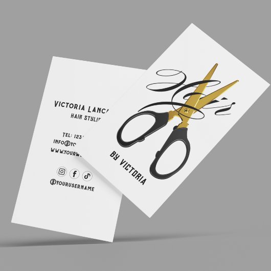 Moderne Kapsalon Gouden Schaar Visitekaartje