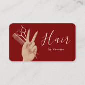 Moderne Kapsalon Kapper Chic Rode Roze Goud Visitekaartje (Voorkant)
