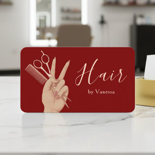 Moderne Kapsalon Kapper Chic Rode Roze Goud Visitekaartje