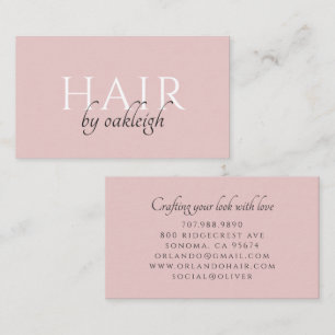 Moderne Kapsalon Minimaal Typografie Stof Roze Visitekaartje