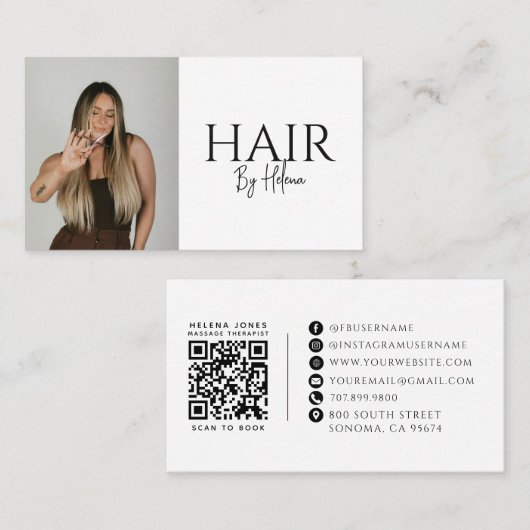 Moderne kapsalon QR-code Visitekaartje (Voorkant / Achterkant)