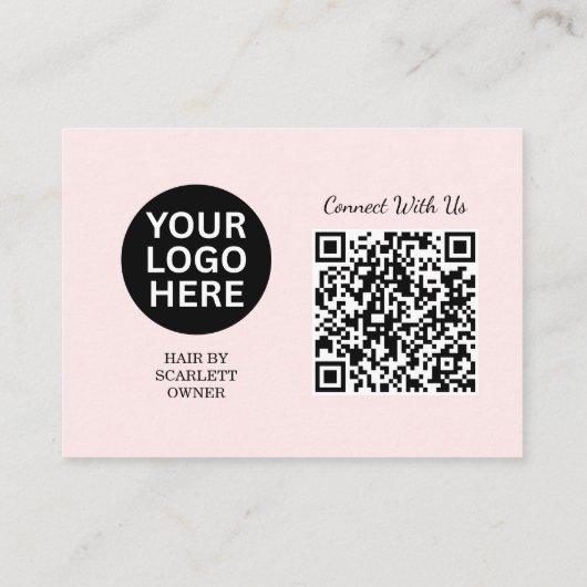 Moderne kapsalon Roze Blush Business QR Kaart Visitekaartje (Achterkant)