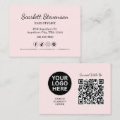 Moderne kapsalon Roze Blush Business QR Kaart Visitekaartje (Voorkant / Achterkant)