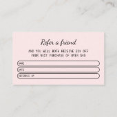 Moderne kapsalon Roze Blush Verwijs een vriend Visitekaartje (Achterkant)