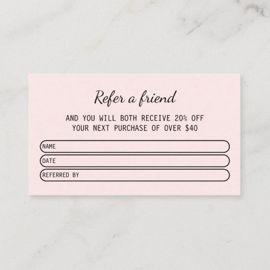 Moderne kapsalon Roze Blush Verwijs een vriend Visitekaartje (Achterkant)