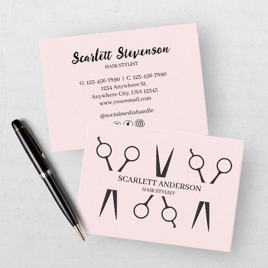 Moderne Kapsalon Roze Blush Visitekaartje