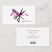 Moderne Kapsalon Script Black Pink  Visitekaartje (Voorkant / Achterkant)