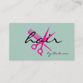 Moderne Kapsalon Script Mint Roze Visitekaartje (Voorkant)