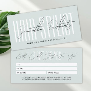 Moderne kapsalon script typografie cadeaukaart