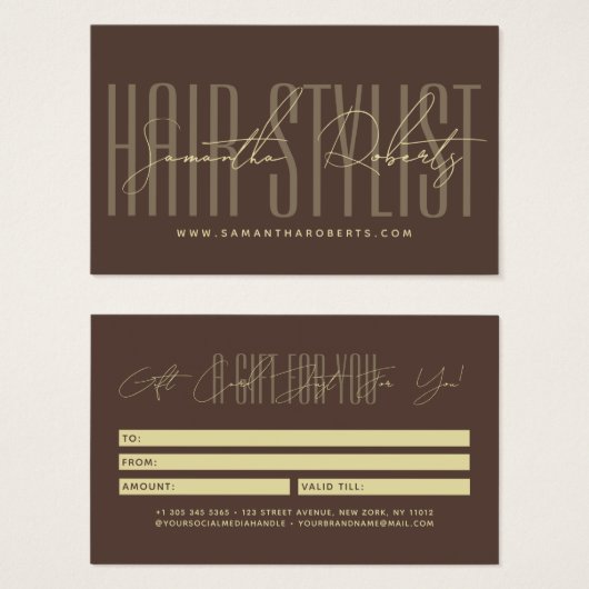 Moderne kapsalon script typografie cadeaukaart visitekaartje (Voorkant /achterkant)