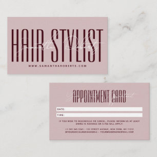 Moderne kapsalon script typografie roze rood afsprakenkaartje