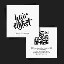Moderne kapsalon script witte zwarte qr-code