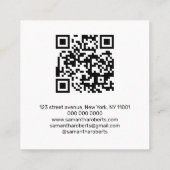 Moderne kapsalon script witte zwarte qr-code  vierkante visitekaartje (Achterkant)