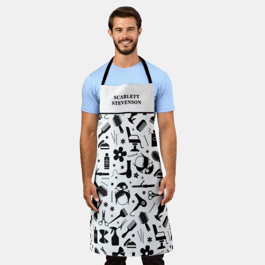 Moderne kapsalon stylist schort (Gedragen)