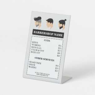 Moderne Kapsels Voor Mannen Tekening Herensalon Me Reclamebord Met Voetstuk
